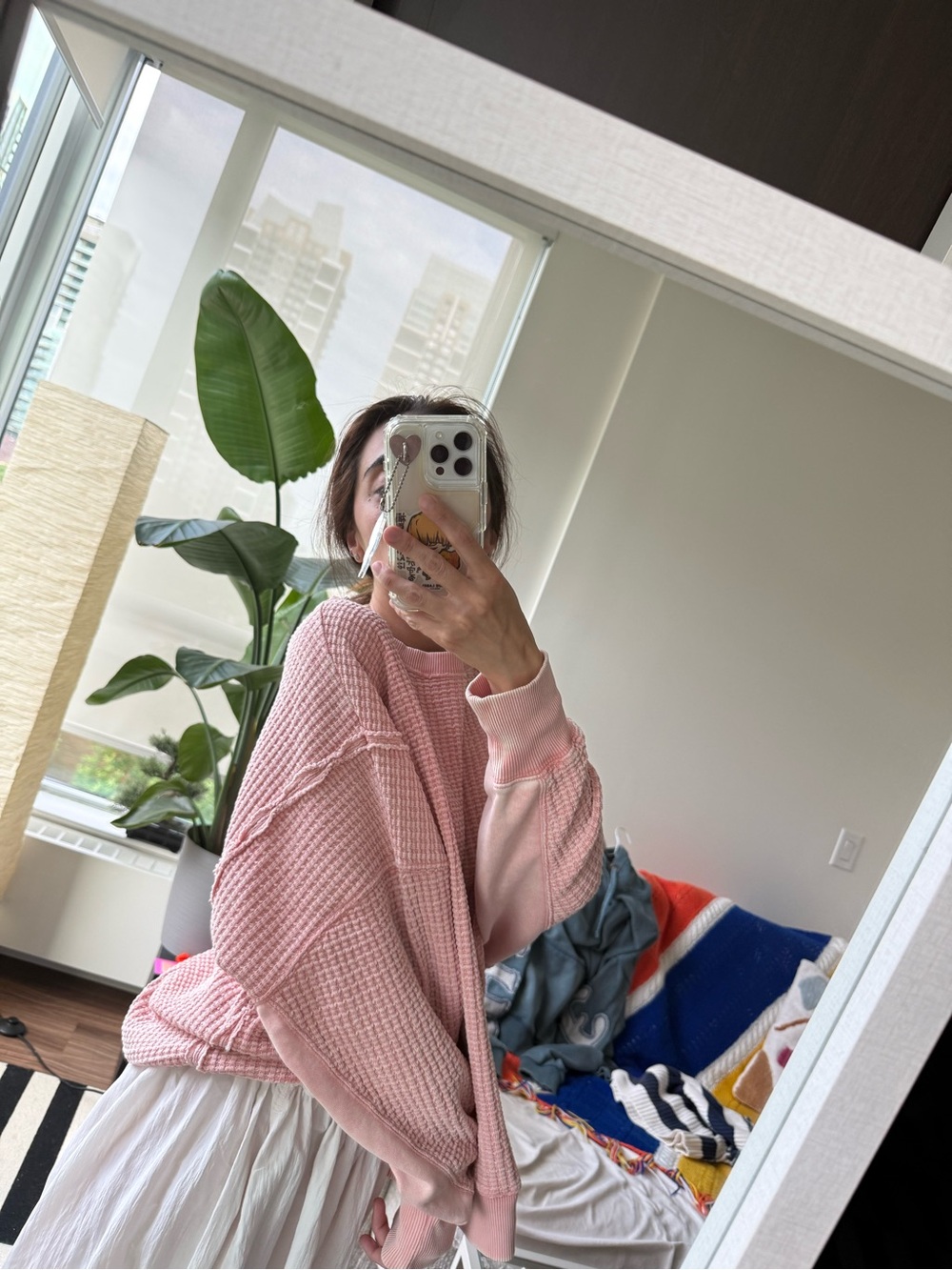 American Eagle Camden pinkWomen's Waffle Knit Oversized Sweater - Picture 3 of 7